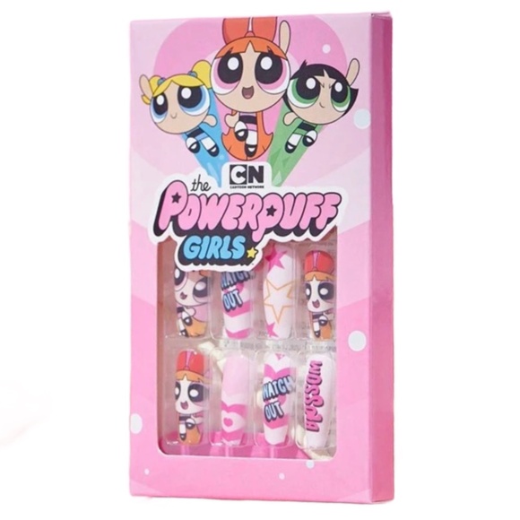 Powerpuff Girls Reusable Press-On Nails Set, Jelly Sticker, File, Cuticle Stick - Picture 1 of 10